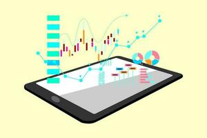 tablet pc with graph on screen, Business Intelligence vector