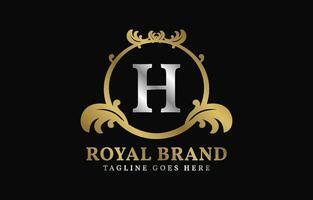 letter H royal brand luxurious circle frame initial vector logo design