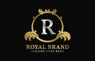 letter R royal brand luxurious circle frame initial vector logo design