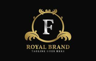 letter F royal brand luxurious circle frame initial vector logo design