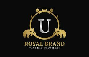 letter U royal brand luxurious circle frame initial vector logo design