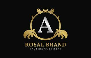 letter A royal brand luxurious circle frame initial vector logo design