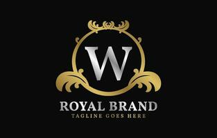 letter W royal brand luxurious circle frame initial vector logo design