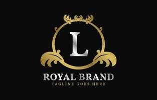 letter L royal brand luxurious circle frame initial vector logo design