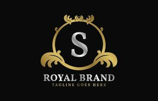 letter S royal brand luxurious circle frame initial vector logo design