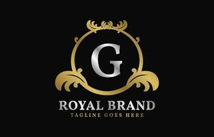 letter G royal brand luxurious circle frame initial vector logo design