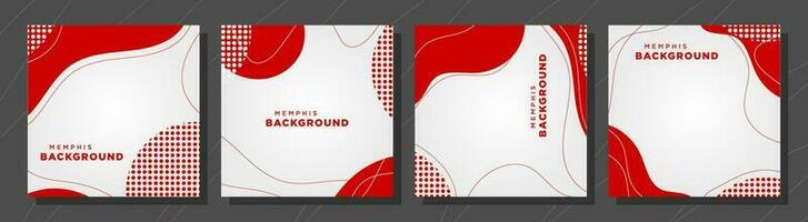 red white trendy background, abstract wavy shape and dots multipurpose modern backdrop vector