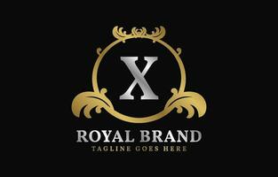 letter X royal brand luxurious circle frame initial vector logo design