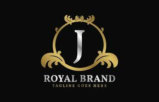 letter J royal brand luxurious circle frame initial vector logo design