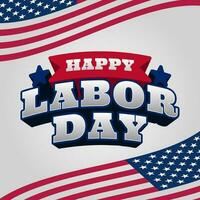 happy labor day typography american flag decoration for web or print vector design element