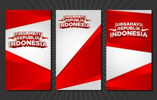 red and white modern abstract background with dummy typography of Indonesian independence day vector