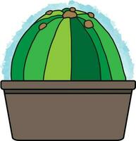 Abstract cactus plant in the pot with blue background. vector