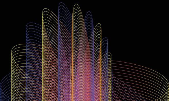 Abstract line with multi color on black background. vector