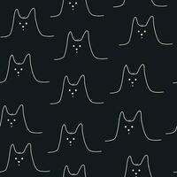 Seamless pattern with hand drawn cute cat face doodle style vector