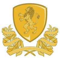 Medieval Coat of Arms with rampant lion vector