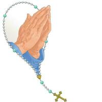 Praying hands with christian rosary vector