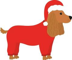 perro en un Papa Noel disfraz vector