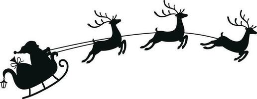 Santa is flying in a sleigh with reindeer vector