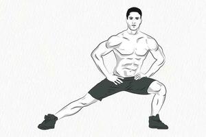 Male Gym Fitness freehand workout vector illustration
