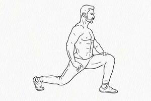 One line drawing of Male Gym Fitness freehand workout vector illustration