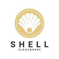 Beauty Seashell Scallop Shell Circle Emblem Simple Silhouette logo design vector
