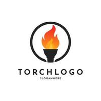 Elegant Circle Torch, Torchlight Fire Flame logo design inspiration vector