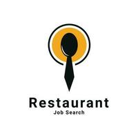 Restaurant job search logo design idea with spoon and tie symbol vector