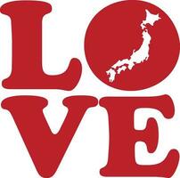 LOVE Japan Nippon Red Outline Vector Graphic Illustration Isolated