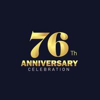 golden 76th anniversary logo design, luxurious and beautiful cock golden color for celebration event, wedding, greeting card, and invitation vector