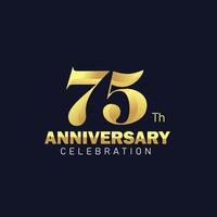 golden 75th anniversary logo design, luxurious and beautiful cock golden color for celebration event, wedding, greeting card, and invitation vector