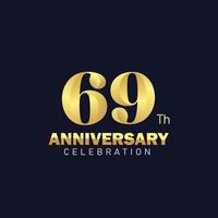 golden 69th anniversary logo design, luxurious and beautiful cock golden color for celebration event, wedding, greeting card, and invitation vector