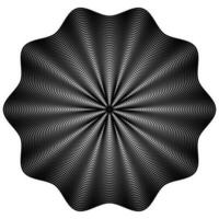 Circular Modern Etching, Engraving Texture, Spiral Scalloped Round Shape. Monochrome Decorative Pattern. Abstract backdrop. Vector Art Illustration.
