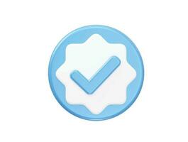 Check mark icon 3d rendering vector illustration