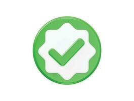 Check mark icon 3d rendering vector illustration