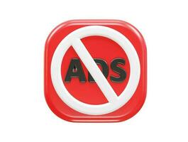 Ad blocker icon 3d render vector