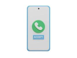 Phone call icon vector 3d render transparent