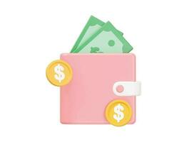 3d rendering wallet icon illustration transparent vector