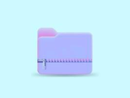 3d minimal folder with files, cartoon style, paper icon. File management concept. vector