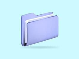 3d minimal folder with files, cartoon style, paper icon. File management concept. vector