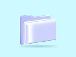 3d minimal folder with files, cartoon style, paper icon. File management concept. vector