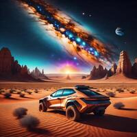 , A Realistic Car On The Desert photo