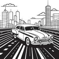 Car On The Highway Vector silhouette illustration