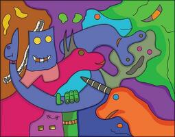 colorful abstract background. colorful abstract monster graffiti. vector