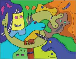 colorful abstract background. colorful abstract monster graffiti. vector