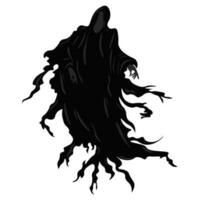 dark being flies in the air. Scary ghost. Dementor vector