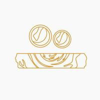 Editable Outline Style Top View Indian Masala Dosa With Chutney and Sambar Vector Illustration for Artwork of Cuisine Related Design With South Asian Culture and Tradition