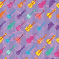 Colored seamless pattern background with musical instruments Vector