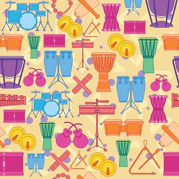 Colored seamless pattern background with musical instruments Vector