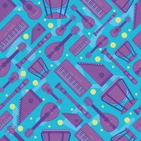 Colored seamless pattern background with musical instruments Vector