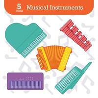 Set of colored musical instruments icons Vector